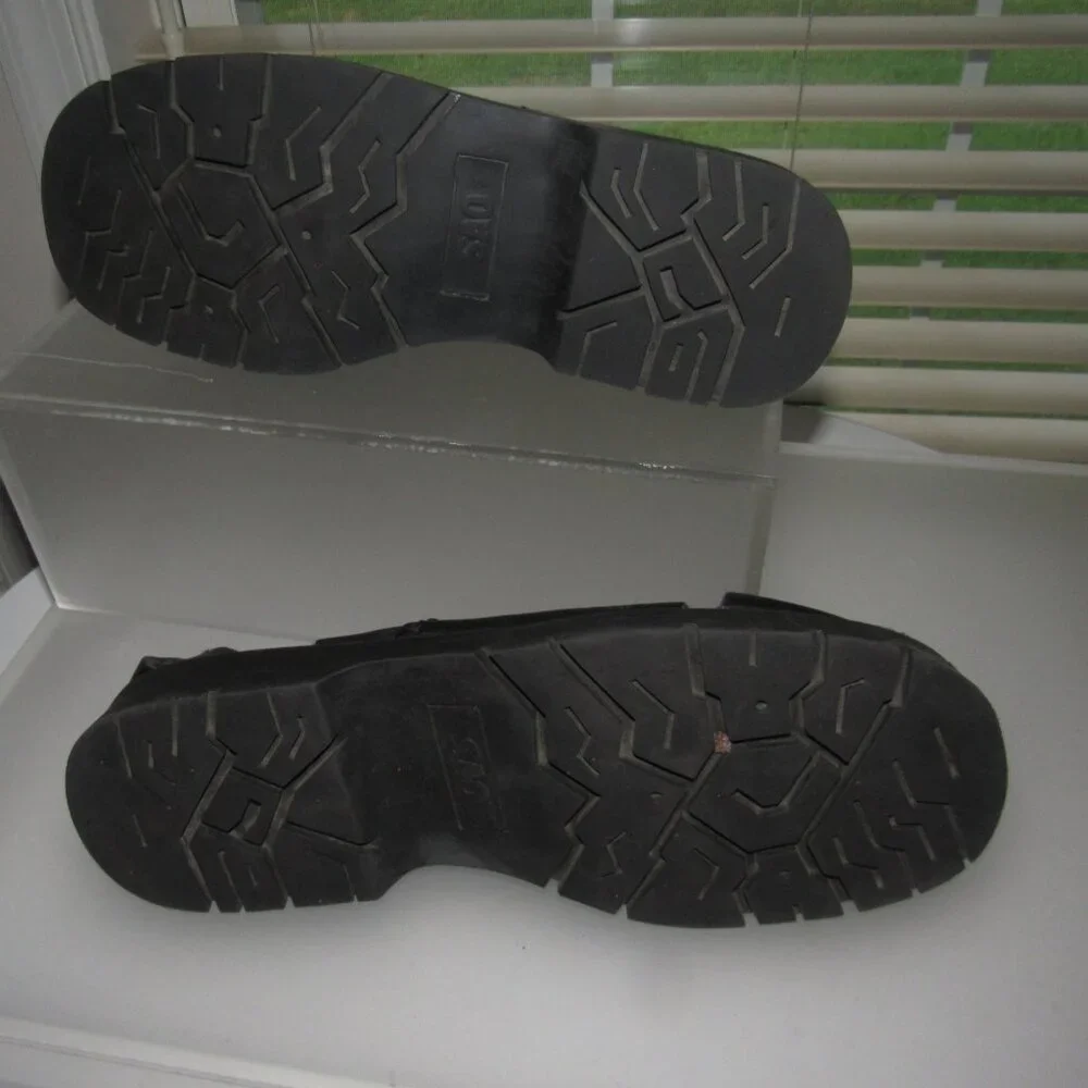 SAO Leather Men's Fisherman Sandals – Black Lug-Sole Fisherman Style, Size 9.5M